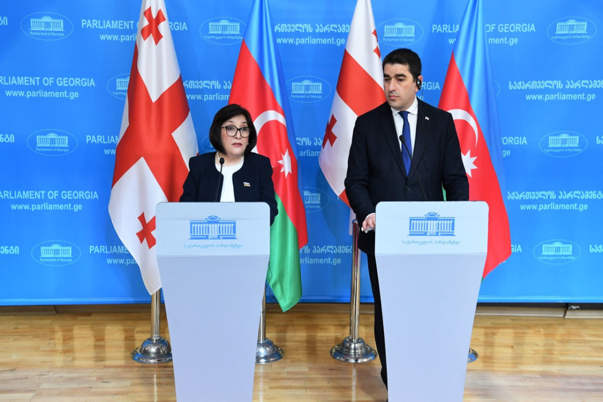 Sahiba Gafarova, Chair of the Milli Majlis and Shalva Papuashvili, Chairman of the Georgian Parliament
