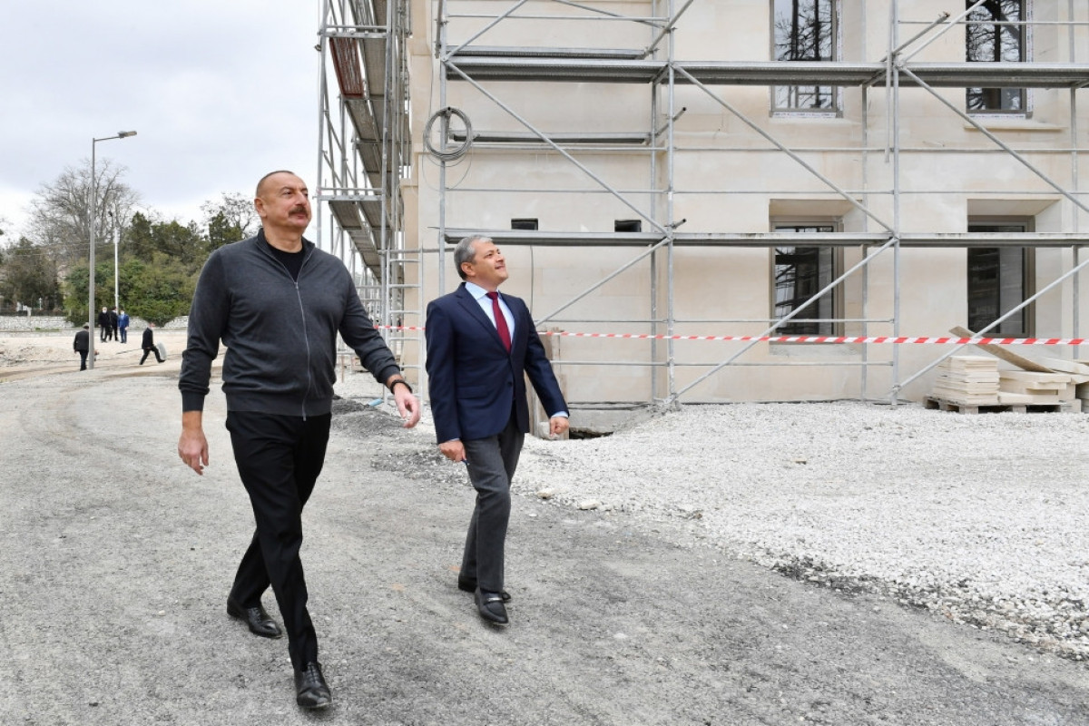 Azerbaijani President viewed capital repair of administrative building and construction of conference hall in Shusha