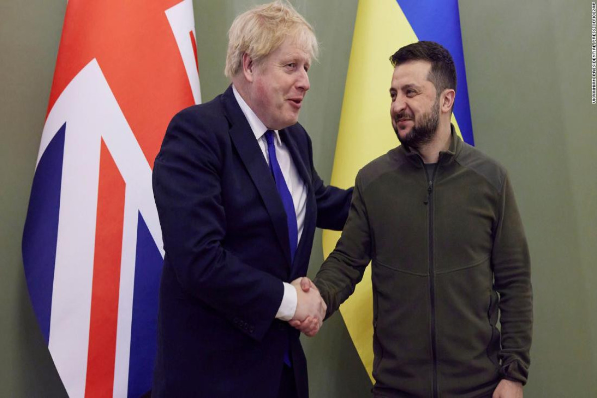 Volodymyr Zelensky, Ukrainian President and Boris Johnson, Prime Minister of the UK
