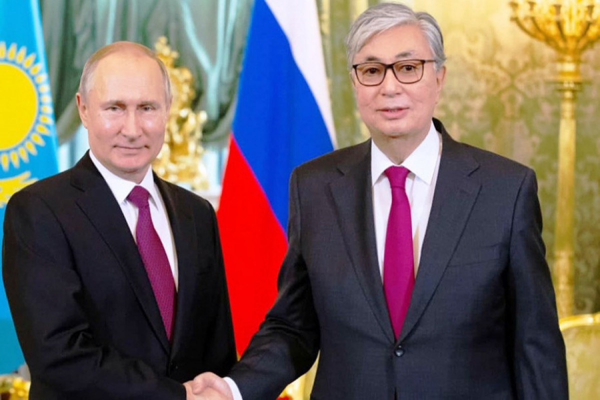 Vladimir Putin, President of Russia and  Kassym-Jomart Tokayev, President of Kazakhstan