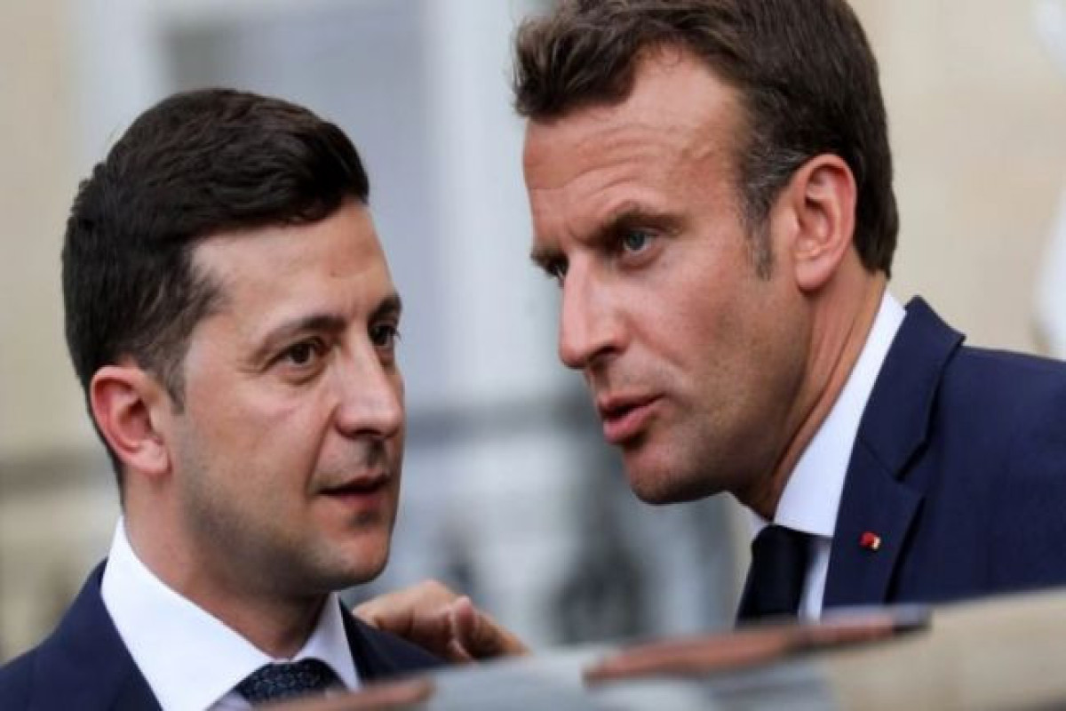 Volodymyr Zelensky, President of Ukraine and Emmanuel Macron, President of France