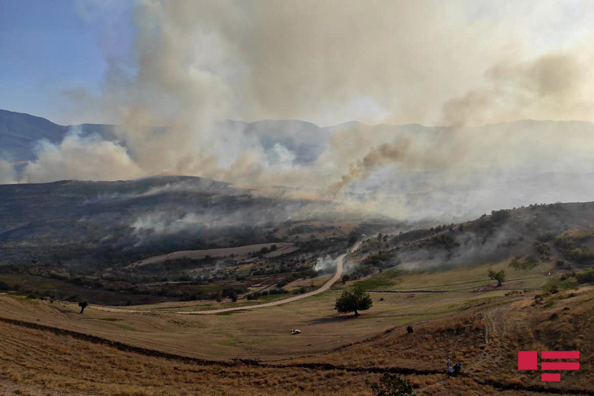 Fire erupting in grain field in Azerbaijan's Shabran yesterday night was extinguished