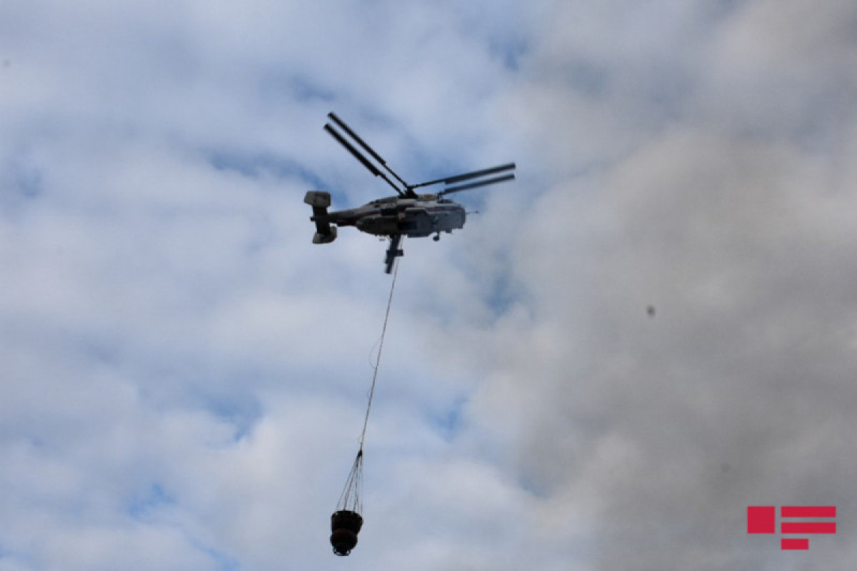 2 helicopters involved in extinguishing fire in mountainous area in Sheki