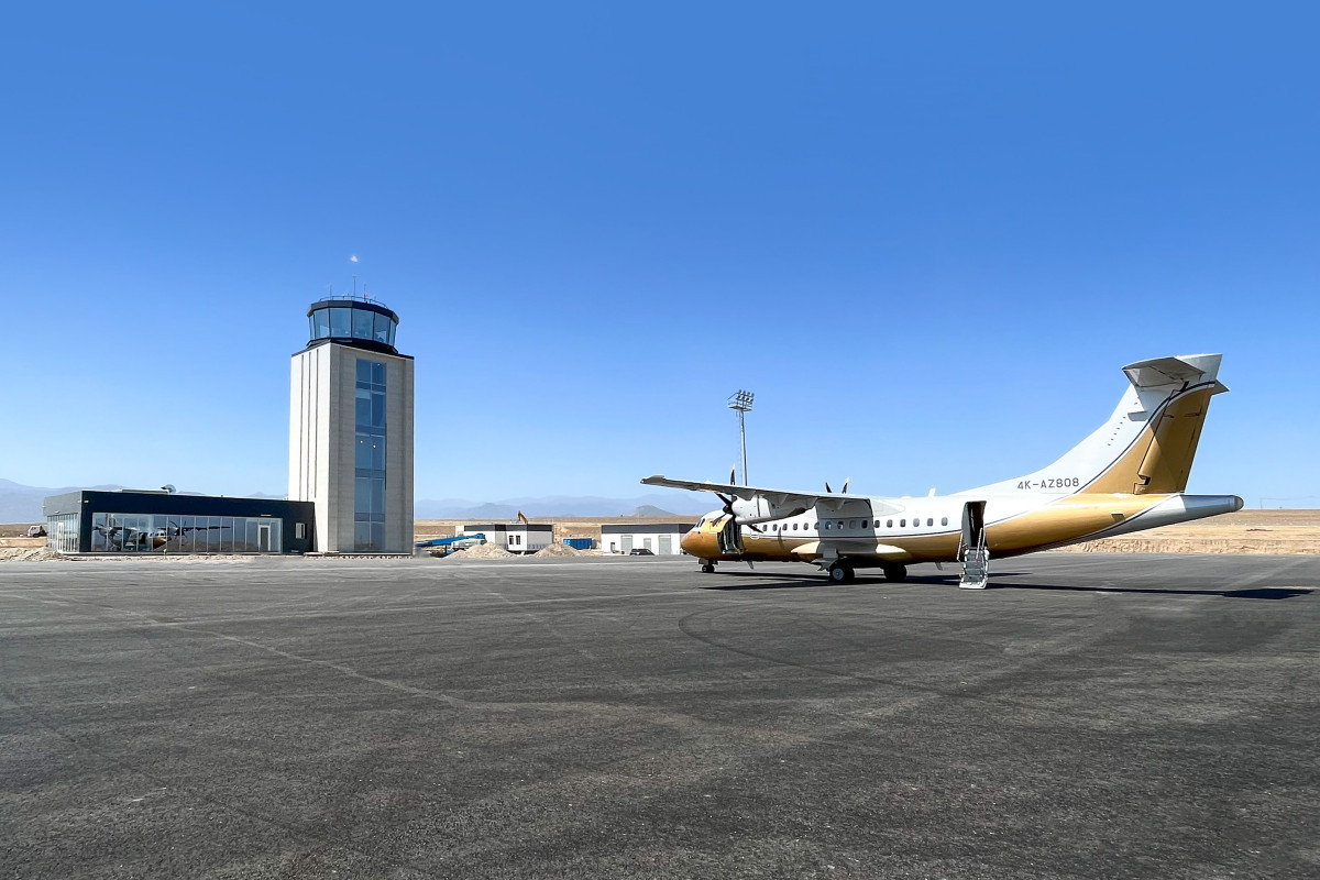 Flight check of radio equipment is being carried out at Zangilan International Airport