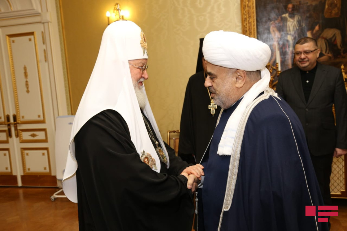 Patriarch Kirill of Moscow and All Russia, Chairman of the Caucasian Muslims Office Sheikh-ul-Islam Allahshukur Pashazade