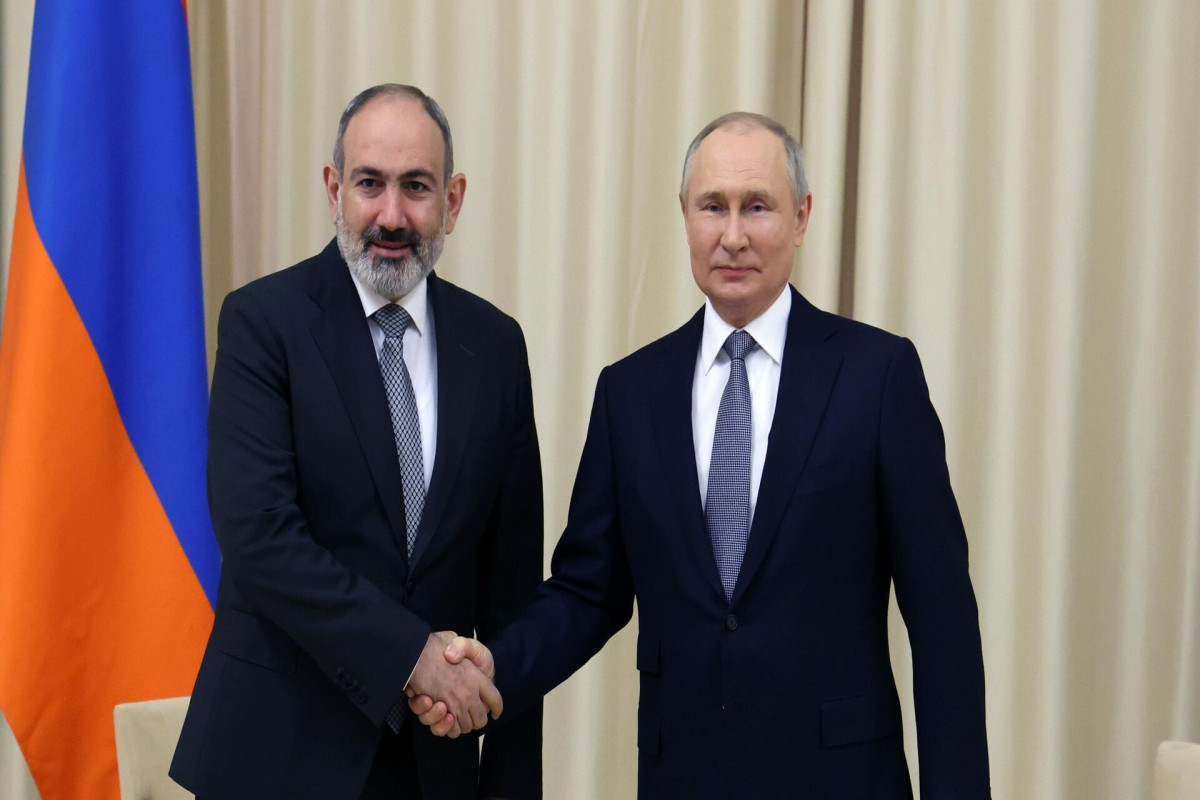 Vladimir Putin, President of Russia and Nikol Pashinyan, Prime Minister of Armenia