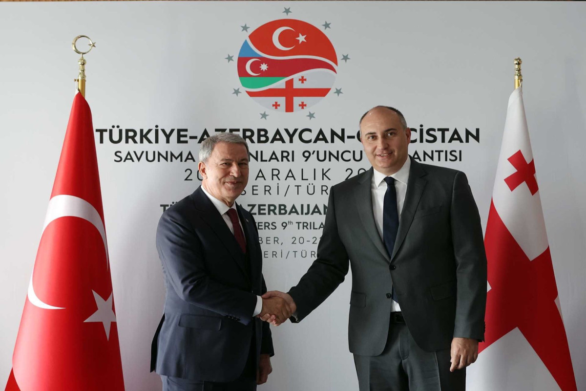 Turkish National Defense Minister Hulusi Akar and Georgian Minister of Defense Juansher Burchuladze,