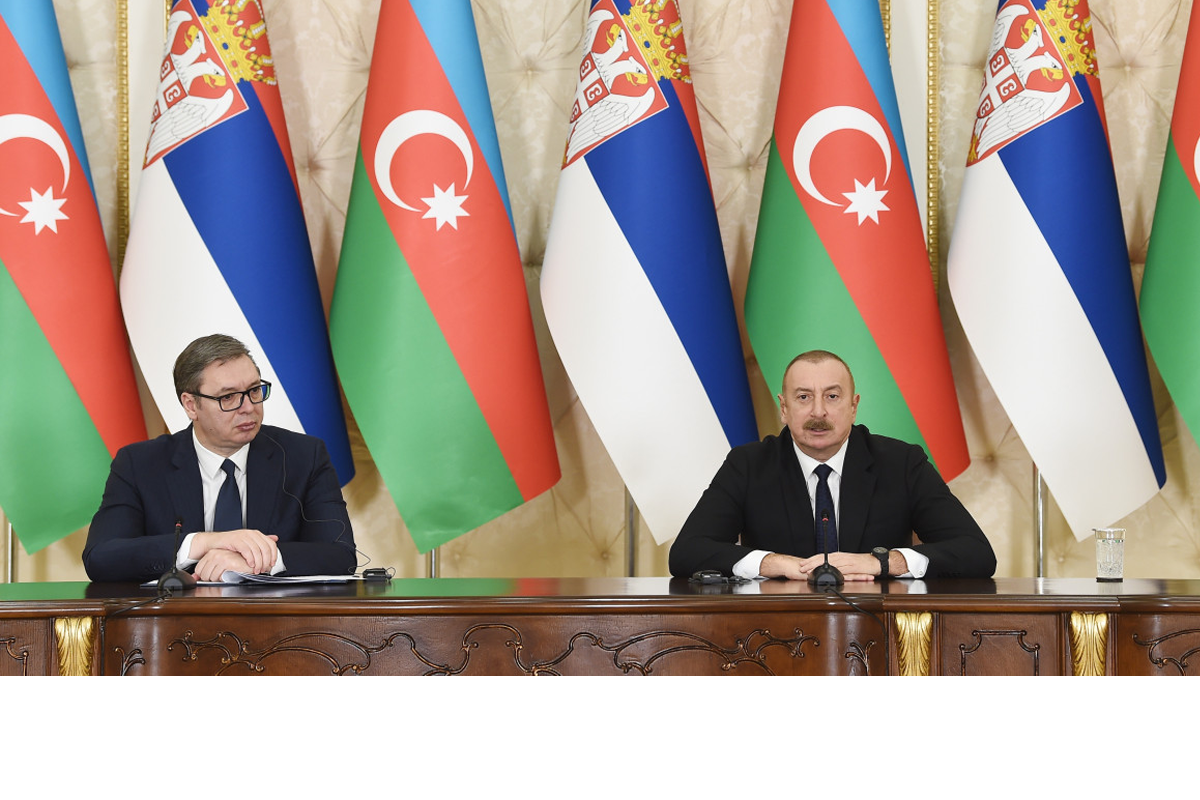 Serbian President Aleksandar Vucic and Azerbaijani President Ilham Aliyev