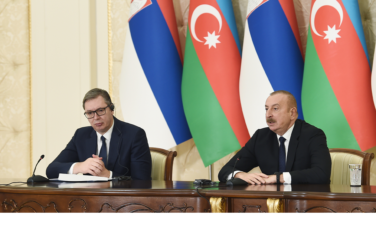 Serbian President Aleksandar Vucic, and Azerbaijani President Ilham Aliyev