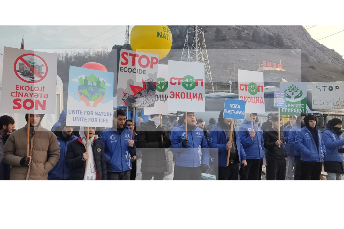 Peaceful protest action of Azerbaijani eco-activists on Lachin-Khankendi road continues for 14th days-PHOTO 