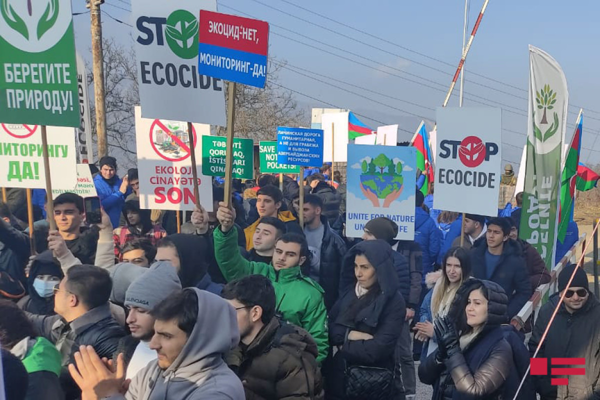 Azerbaijani eco-activists continue peaceful protest action on Lachin-Khankendi road, chanting slogans -PHOTO 