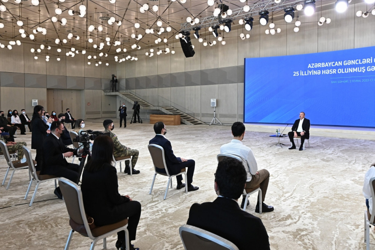 President of Azerbaijan Ilham Aliyev responds to questions from young people at the Youth Forum on 2 February