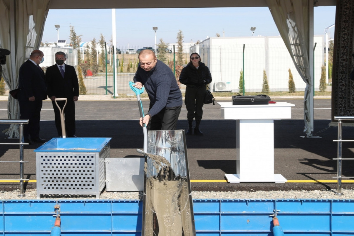 President Ilham Aliyev laid foundation for two enterprises in Aghdam Industrial Park