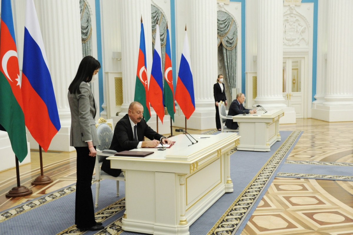 President of the Republic of Azerbaijan Ilham Aliyev and President of the Russian Federation Vladimir Putin signed a Declaration on “Allied Interaction between the Republic of Azerbaijan and the Russian Federation”