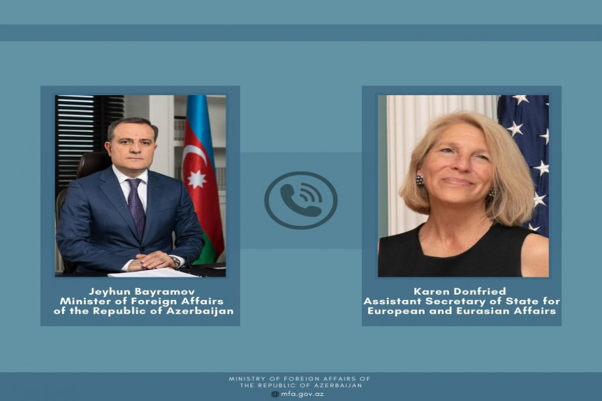 Azerbaijan's Minister of Foreign Affairs Jeyhun Bayramov and US Assistant Secretary of State for European and Eurasian Affairs Karen Donfried