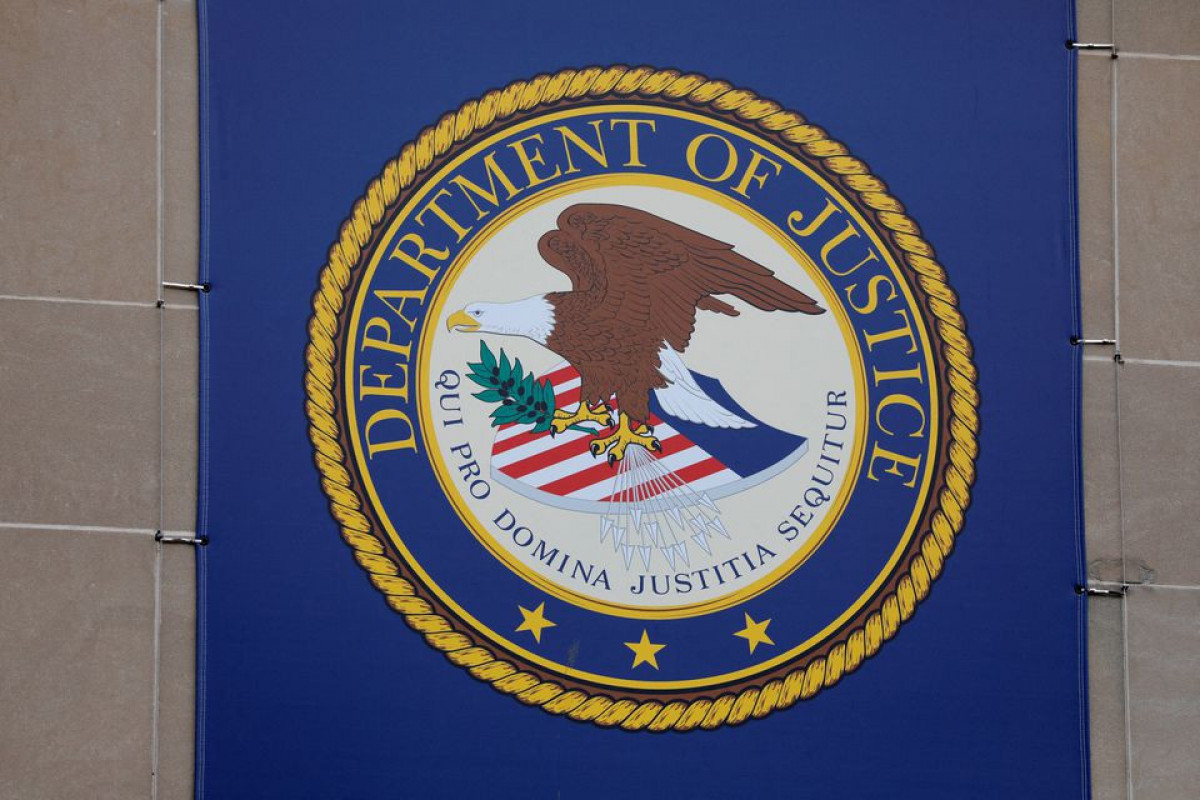 The crest of the United States Department of Justice (DOJ) is seen at their headquarters in Washington, D.C., U.S.,