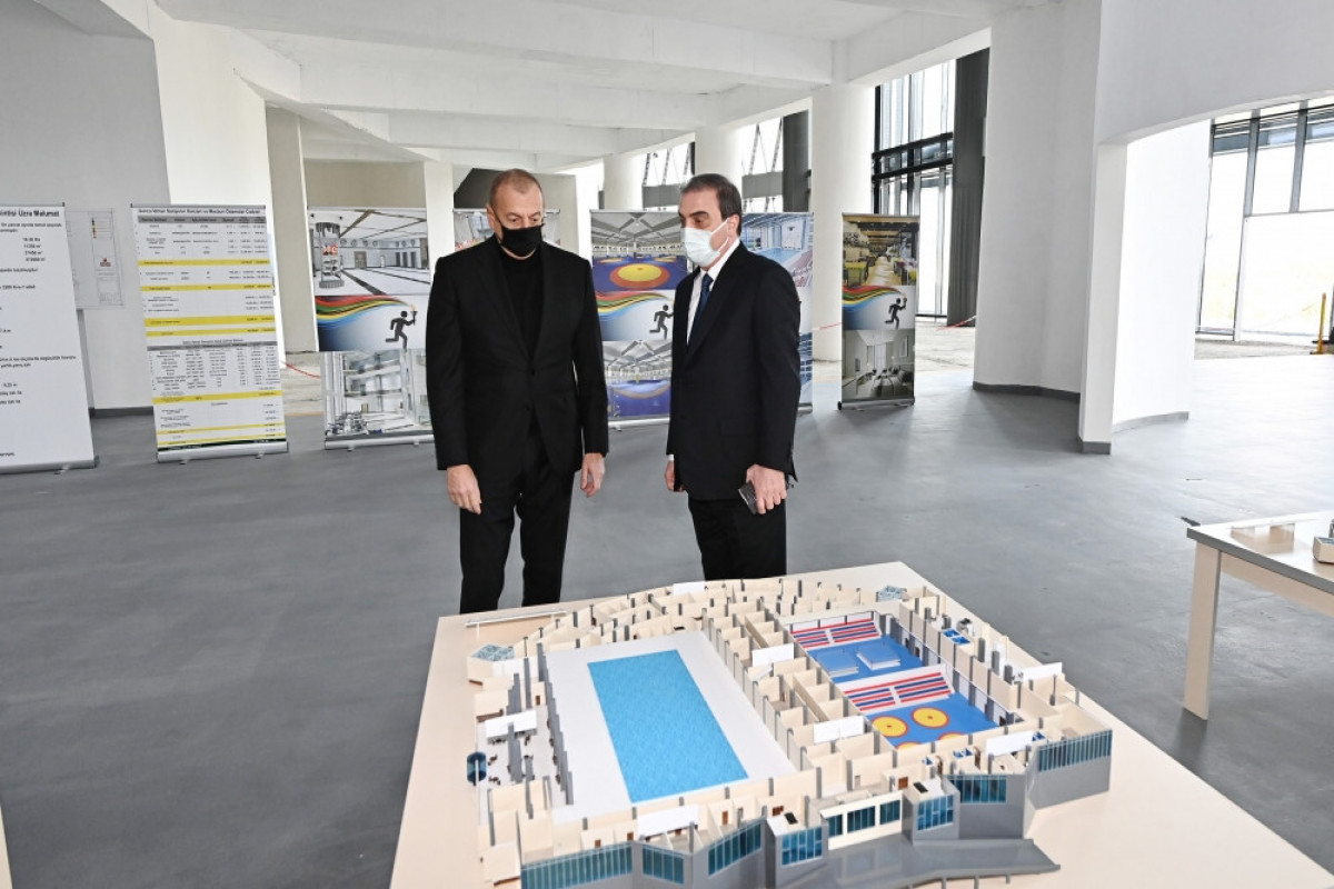 President Ilham Aliyev viewed construction progress at Ganja Sports Palace
