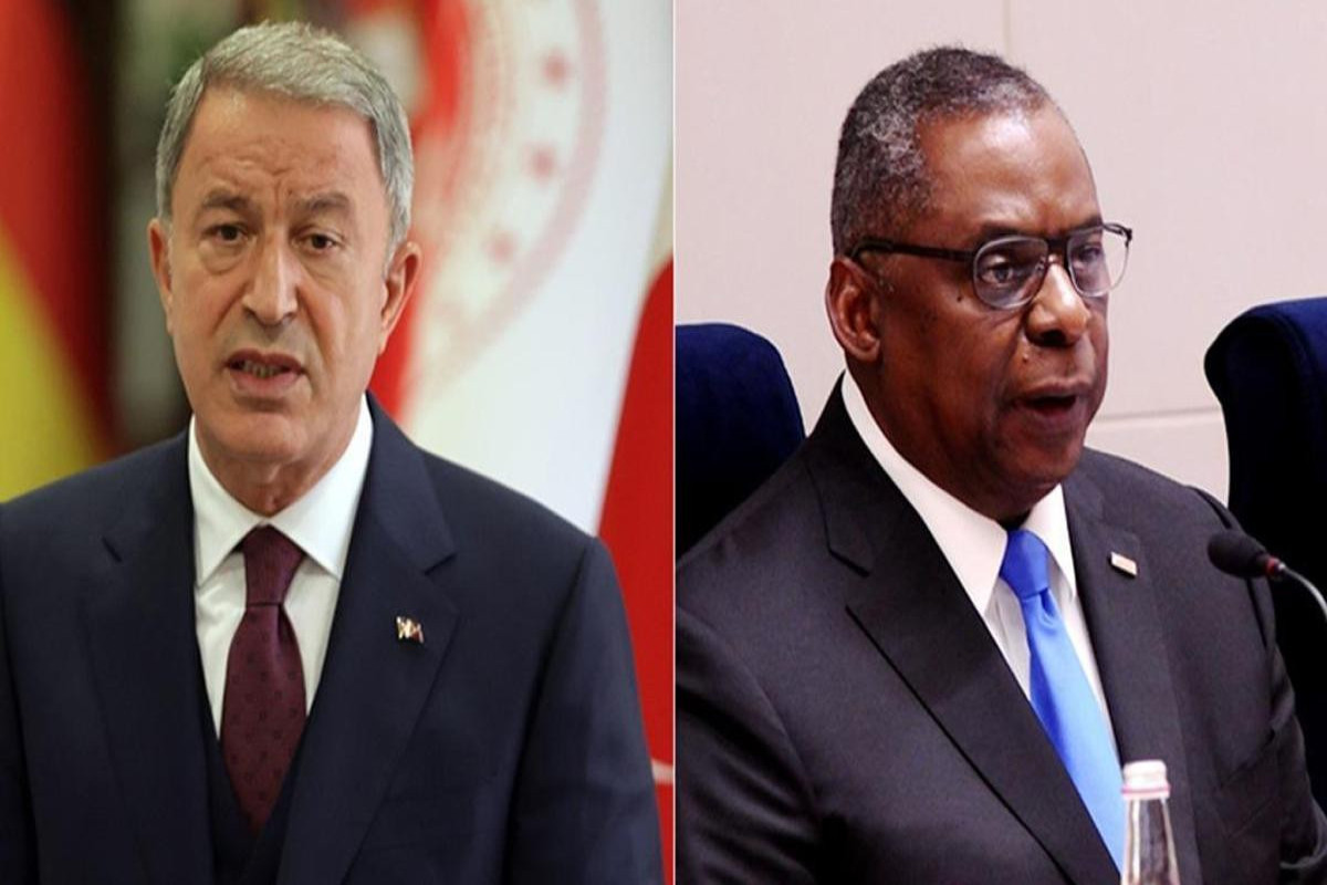 Hulusi Akar, the Turkish National Defense Minister and Lloyd Austin, U.S. Defense Secretary