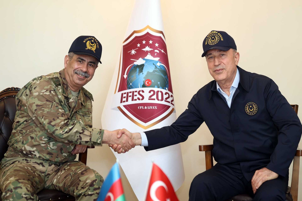 Zakir Hasanov, Azerbaijani Defense Minister Colonel-General and Hulusi Akar, Turkish National Defense Minister