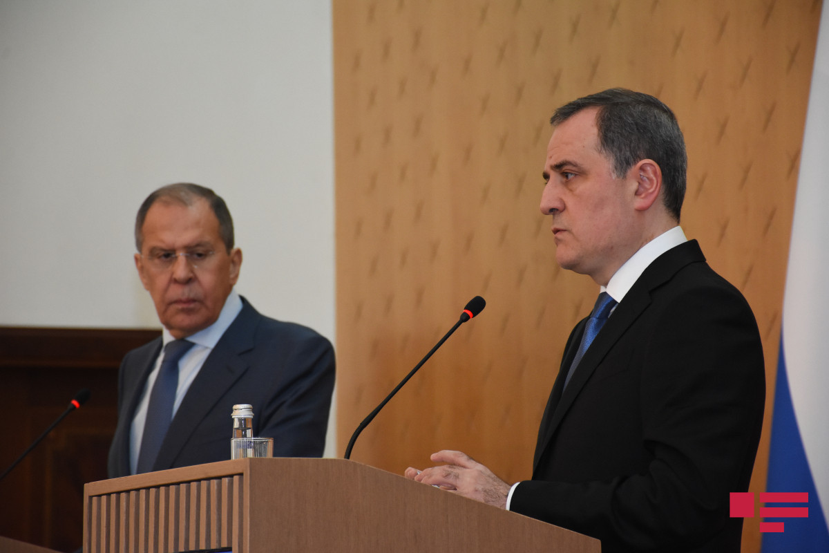 Jeyhun Bayramov, Foreign Minister of Azerbaijan and Sergey Lavrov, foreign Minister of Russia