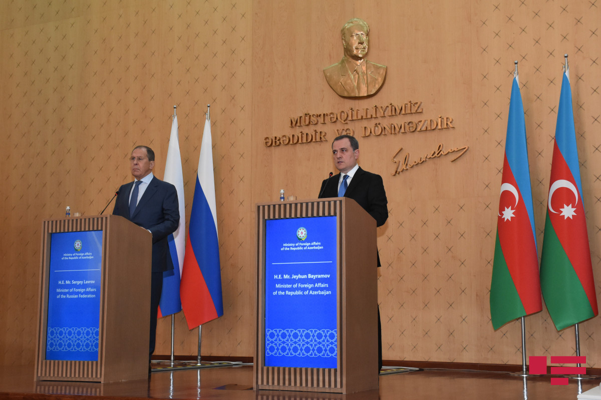 Jeyhun Bayramov, Foreign Minister of Azerbaijan and Sergey Lavrov, foreign Minister of Russia