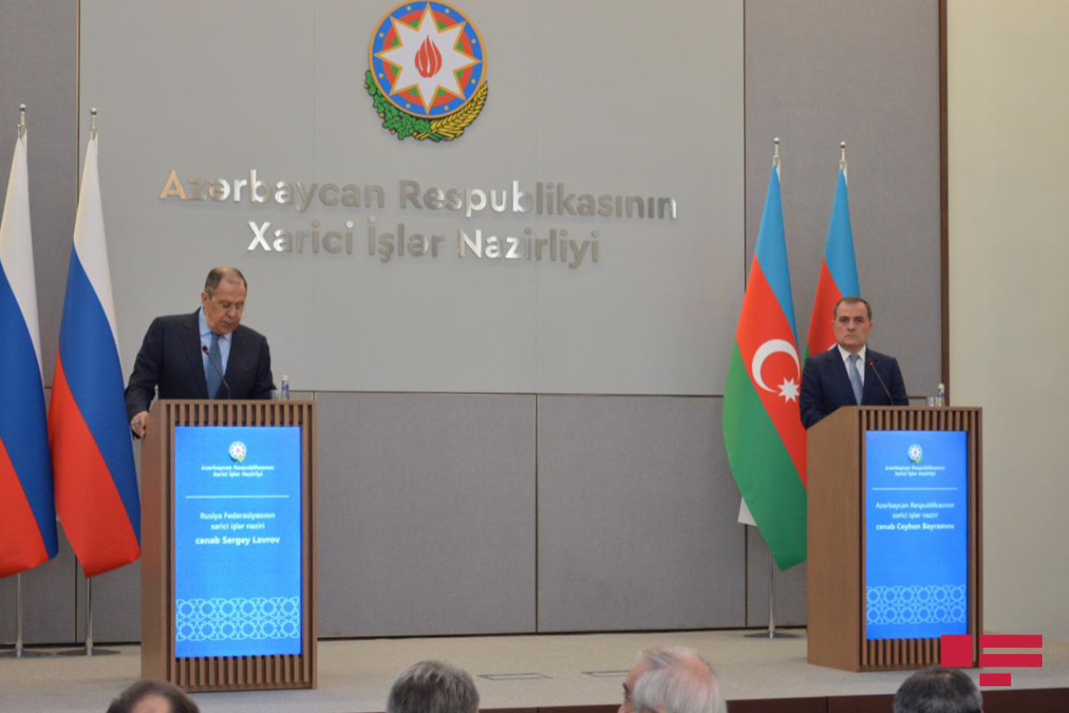 Jeyhun Bayramov, Foreign Minister of Azerbaijan and Sergey Lavrov, foreign Minister of Russia