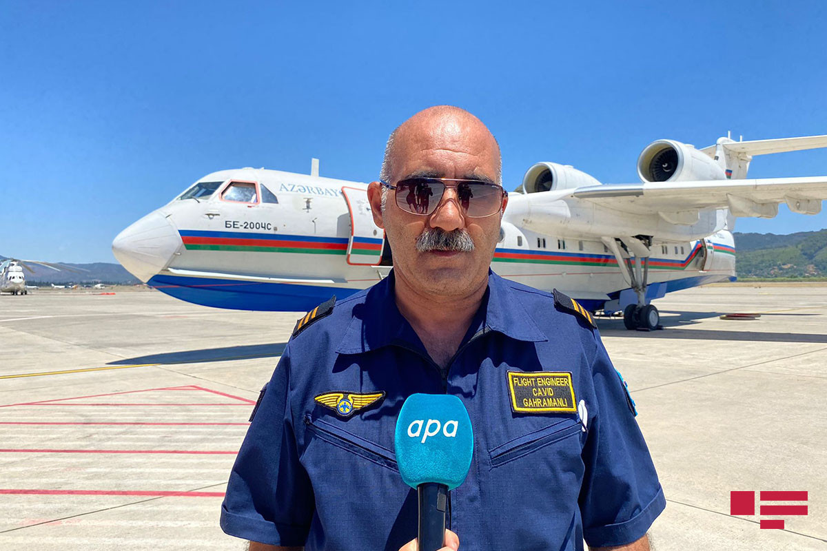 Javid Gahramanli, flight engineer-instructor of the BE-200CS amphibious aircraft belonging to the Ministry of Emergency Situations from Azerbaijan