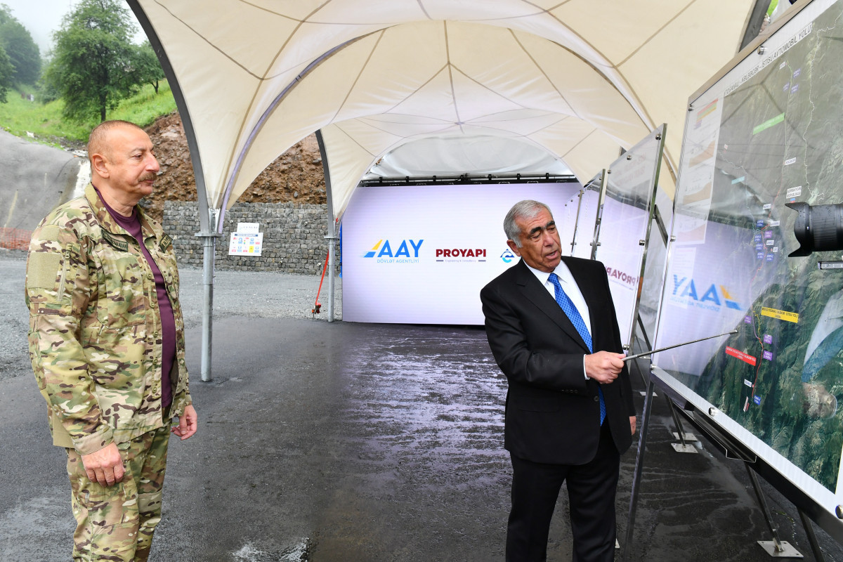 President Ilham Aliyev reviewed construction of two tunnels in Goygol district
