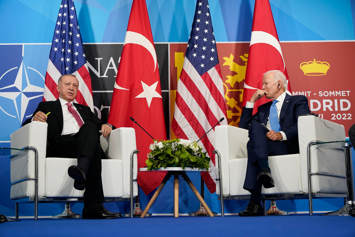 Turkish President Erdogan meets US' Biden in Madrid