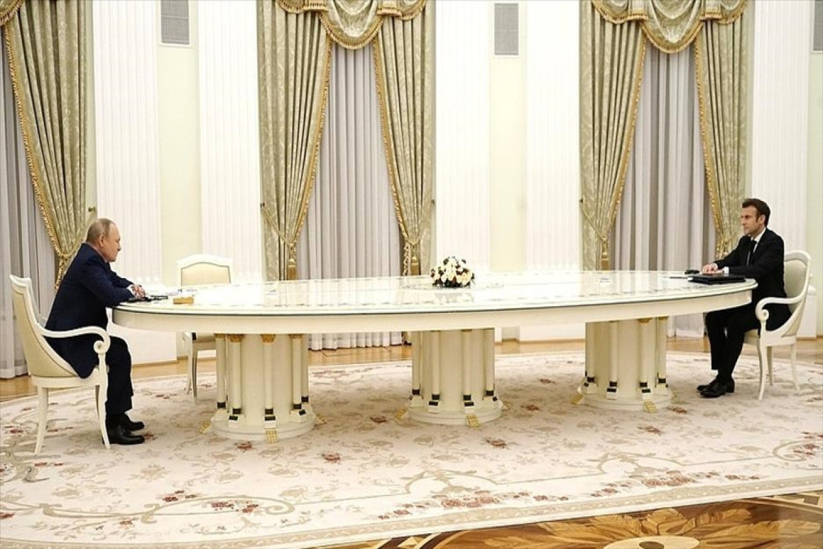 Vladimir Putin, President of Russia and Emmanuel Macron, President of France