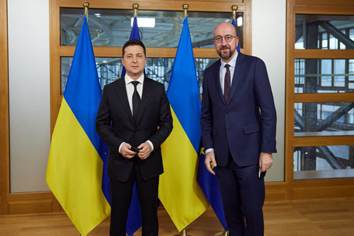 Volodymyr Zelensky, President of Ukraine and Charles Michel, President of European Council
