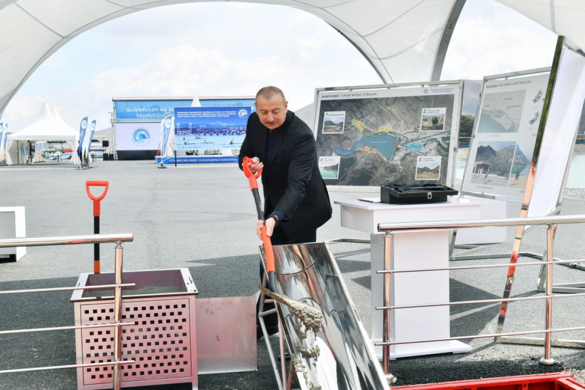 President Ilham Aliyev laid foundation stone for tourism complex in Sugovushan