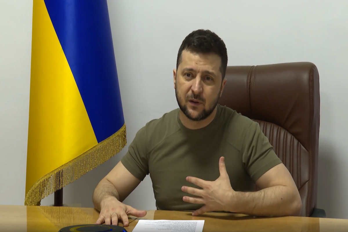 Ukrainian President Volodymyr Zelensky speaks to the European Council in a video posted to Facebook late Thursday night March 24