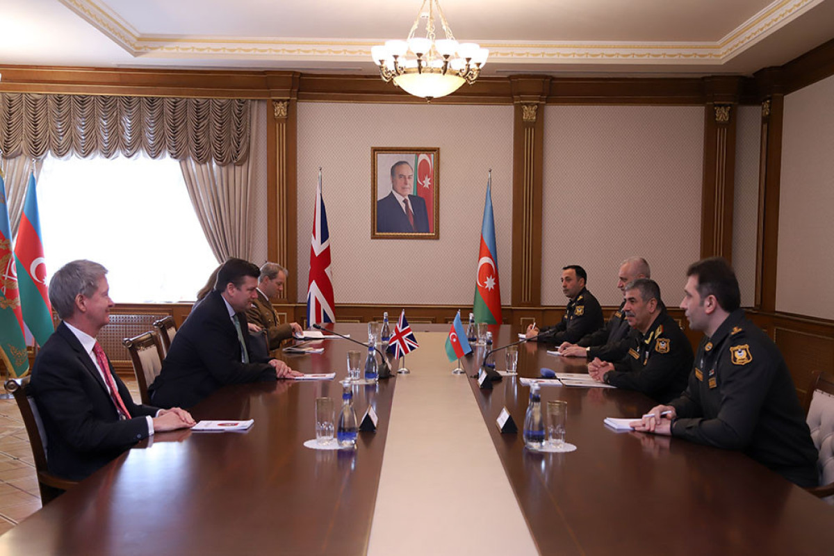 Minister of Defense of the Republic of Azerbaijan, Colonel General Zakir Hasanov met with a delegation led by Minister for the Armed Forces of the UK, member of the UK Parliament James Heappey