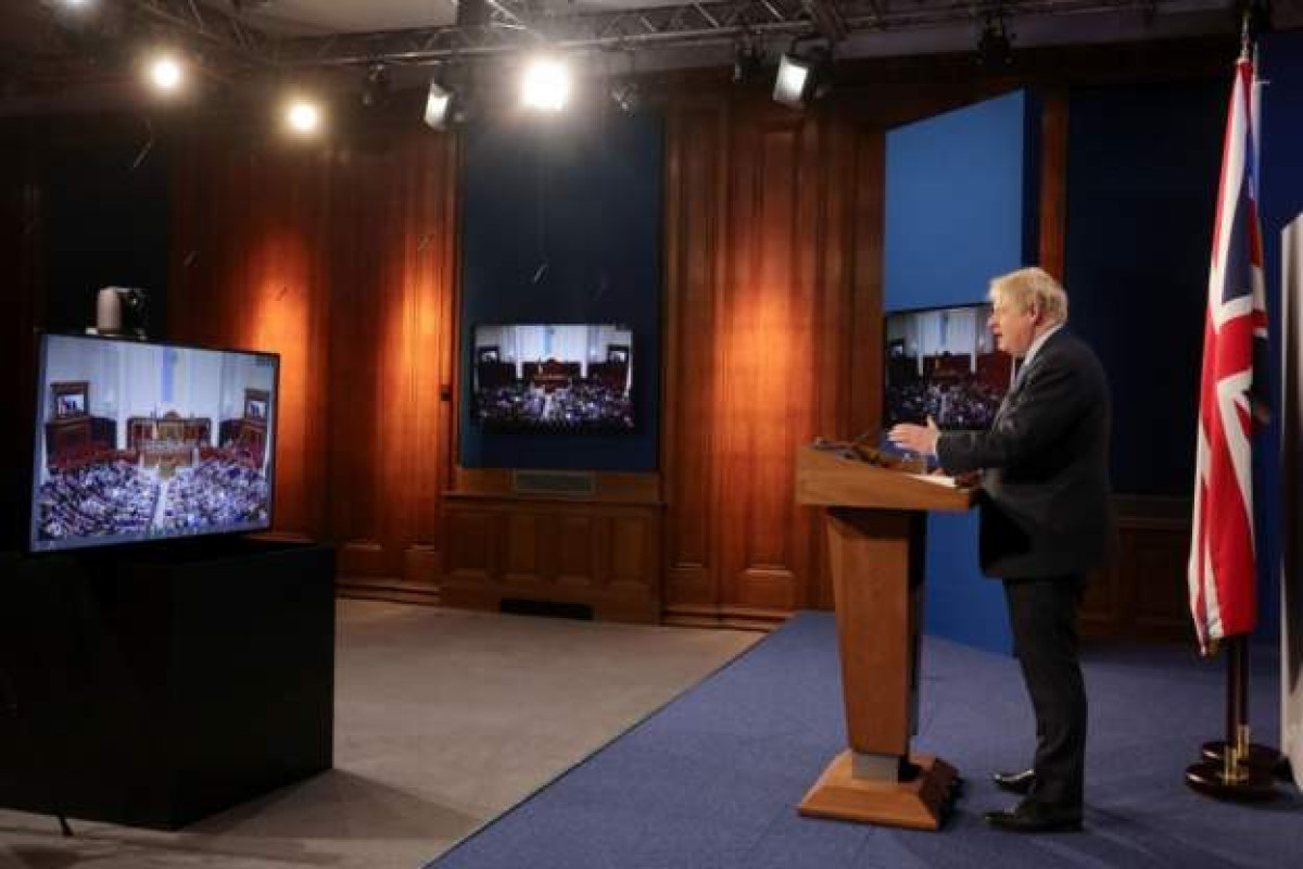 UK PM Boris Johnson in an address to the Ukrainian parliament