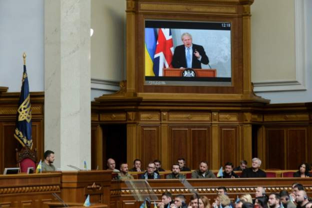 UK PM Boris Johnson in an address to the Ukrainian parliament