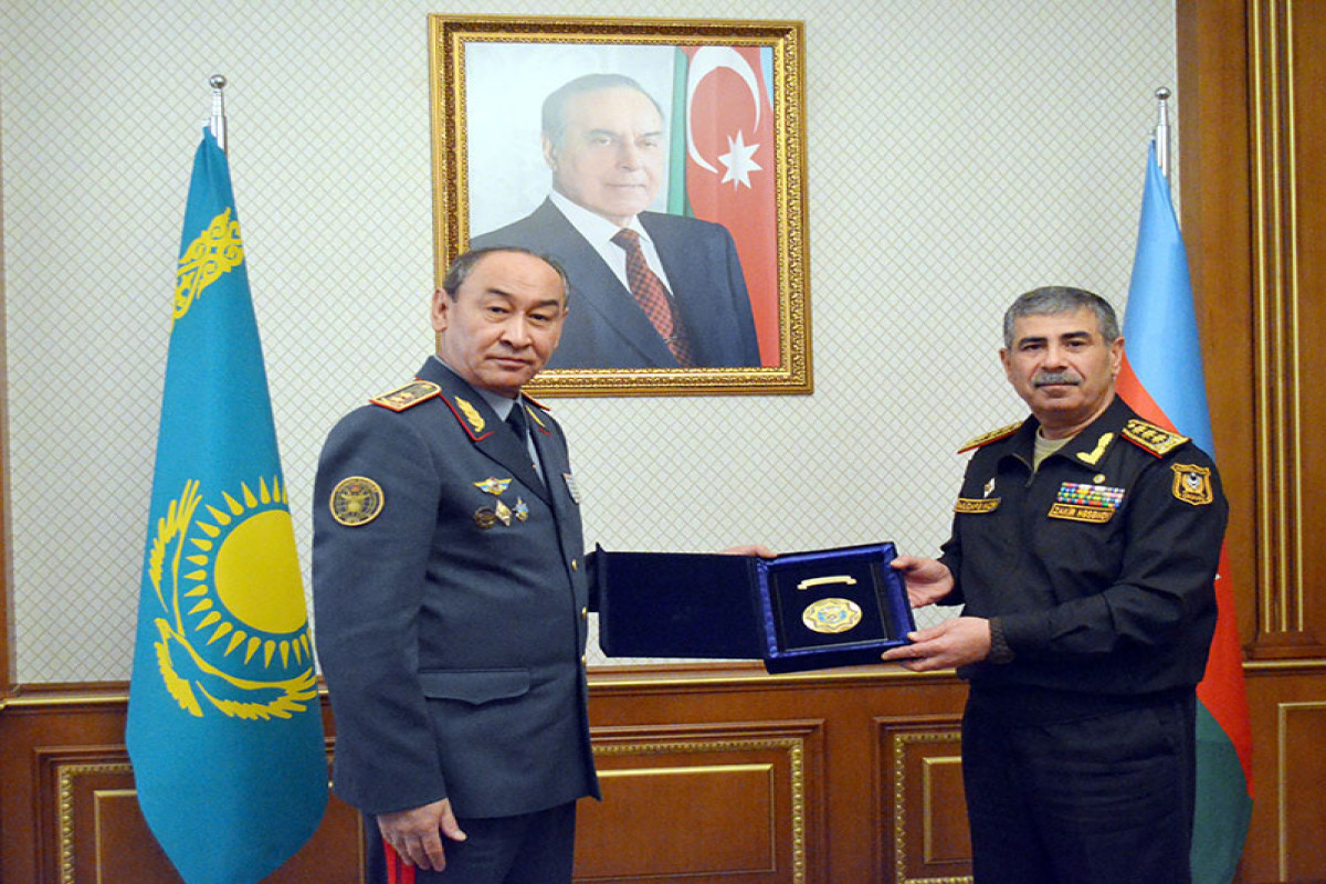 Zakir Hasanov, Defense Minister of Kazakhstan and Serik Iztleuov, Chief of the General Intelligence Department of the Ministry of Defense of the Republic of Kazakhstan