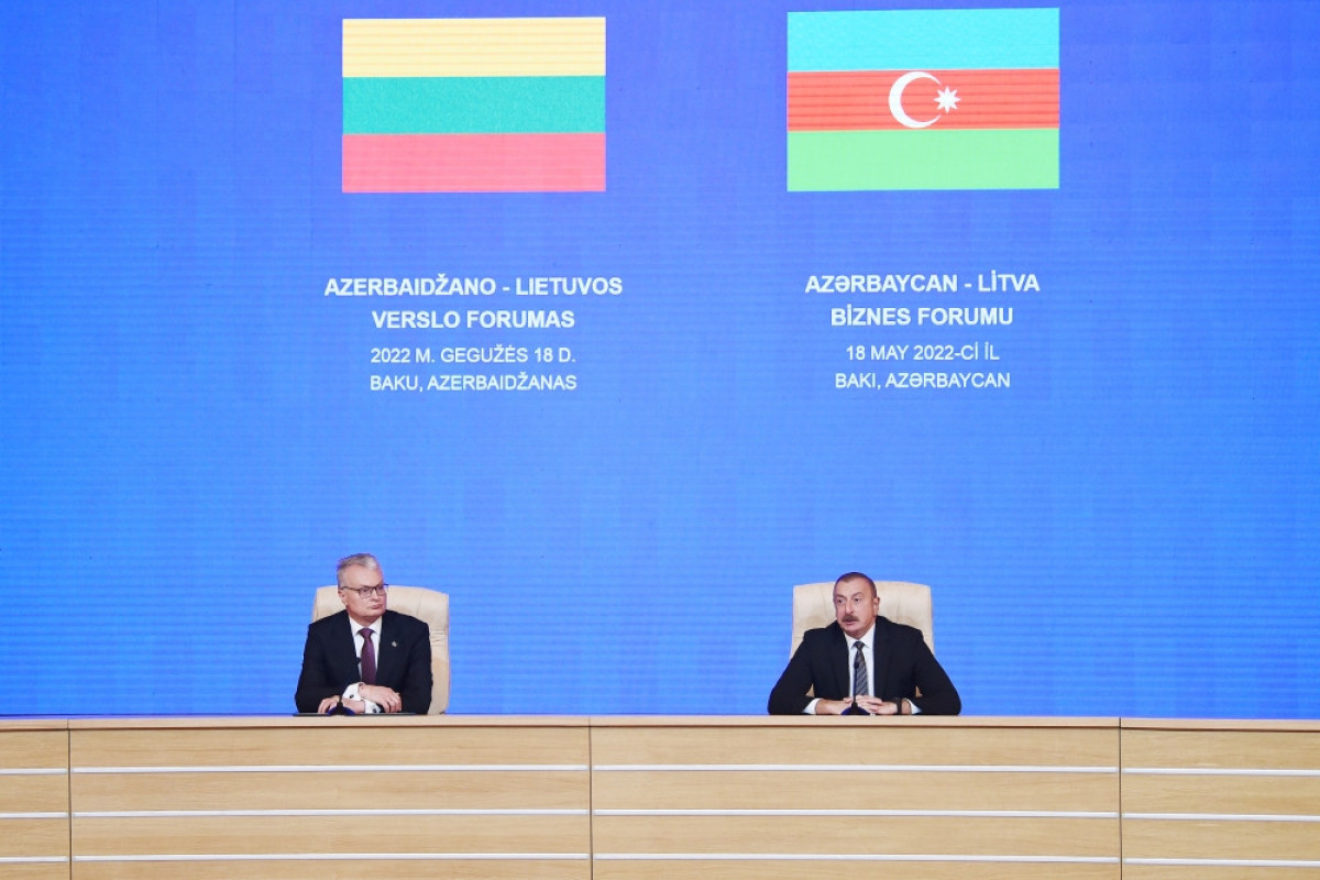 President of the Republic of Azerbaijan Ilham Aliyev and President of the Republic of Lithuania Gitanas Nausėda attended the Azerbaijan-Lithuania business forum which has been held at the Heydar Aliyev Center in Baku