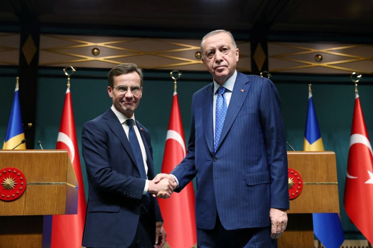 Swedish Prime Minister Ulf Kristersson and Turkish President Recep Tayyip Erdogan