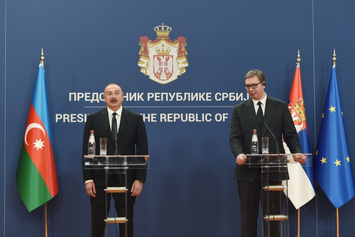 Ilham Aliyev President of the Republic of Azerbaijan and Aleksandar Vucic President of the Republic of Serbia