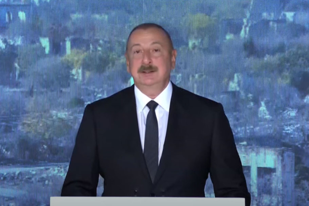 President of Azerbaijan Ilham Aliyev delivers speech at the "National Urban Planning Form"