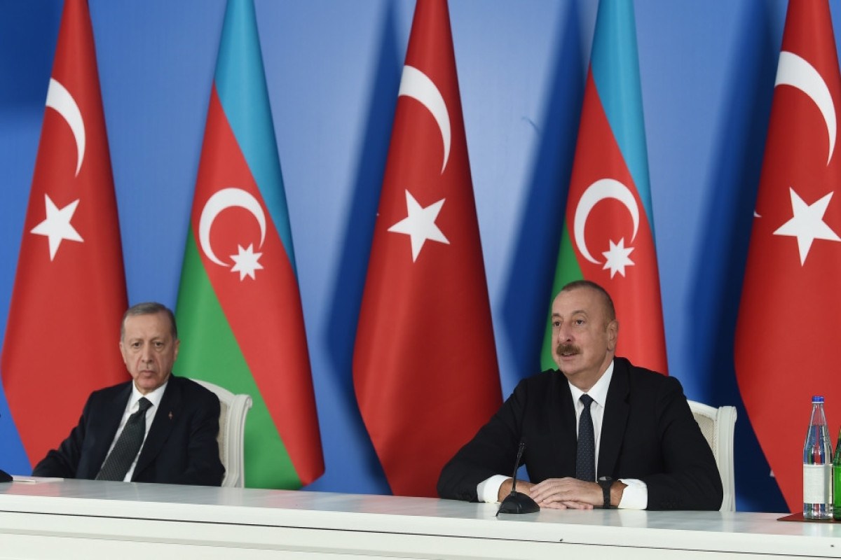 Ilham Aliyev, President of Azerbaijan and Recep Tayyip Erdogan, President of Turkiye