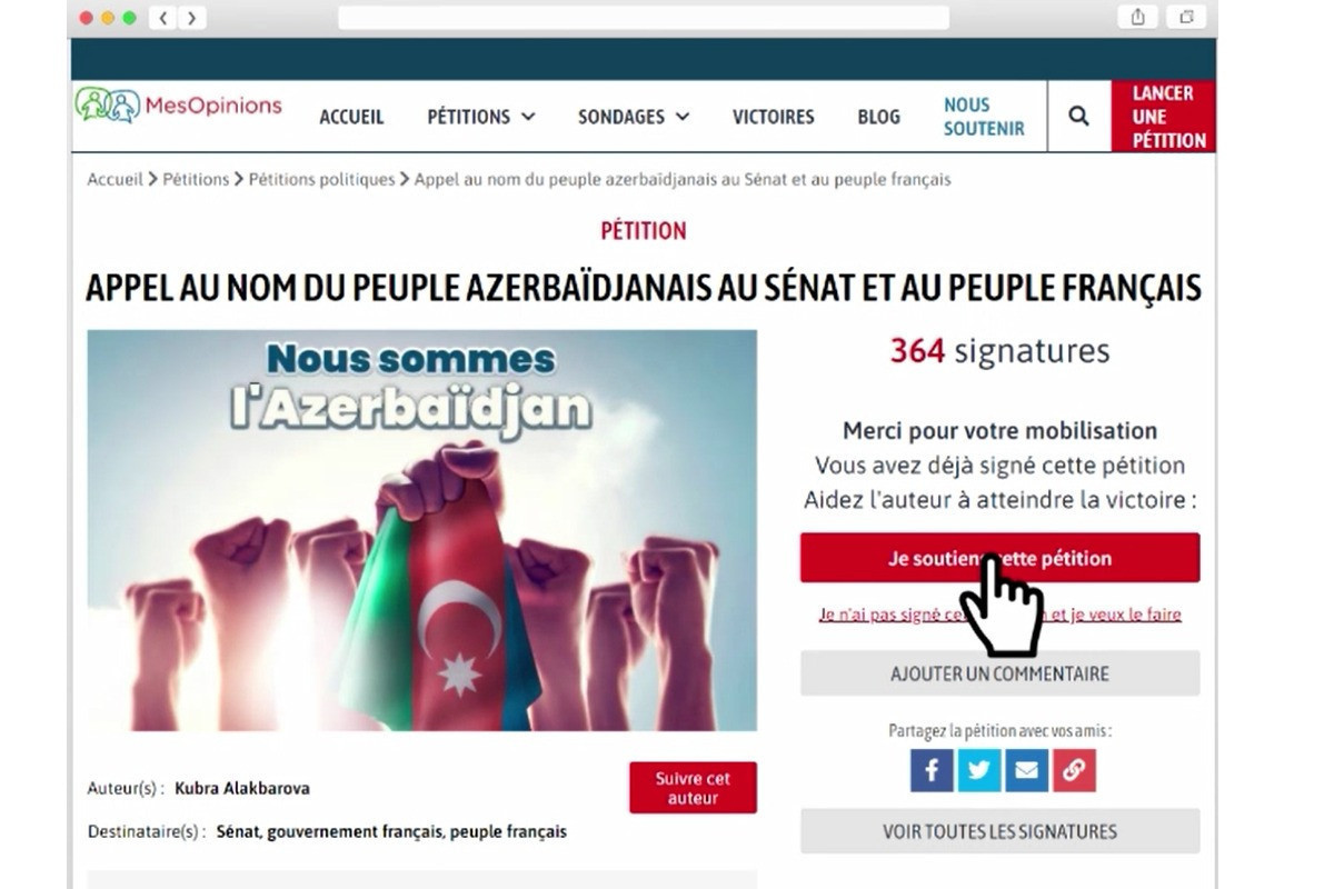 Petition launched to protest French Senate's resolution against Azerbaijan -VIDEO 