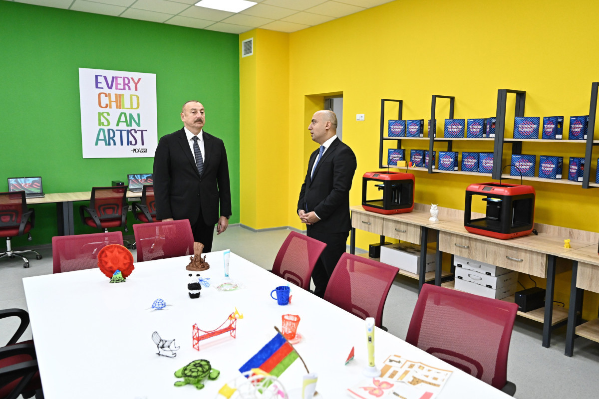 President Ilham Aliyev viewed conditions created at newly-built school No2 in Saray settlement