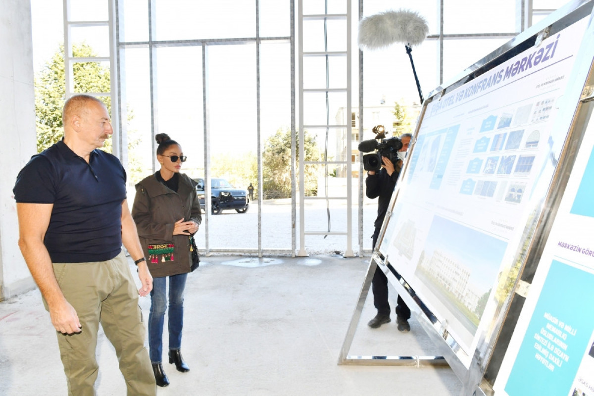 President Ilham Aliyev viewed progress of construction works at Shusha hotel and conference center-UPDATED 