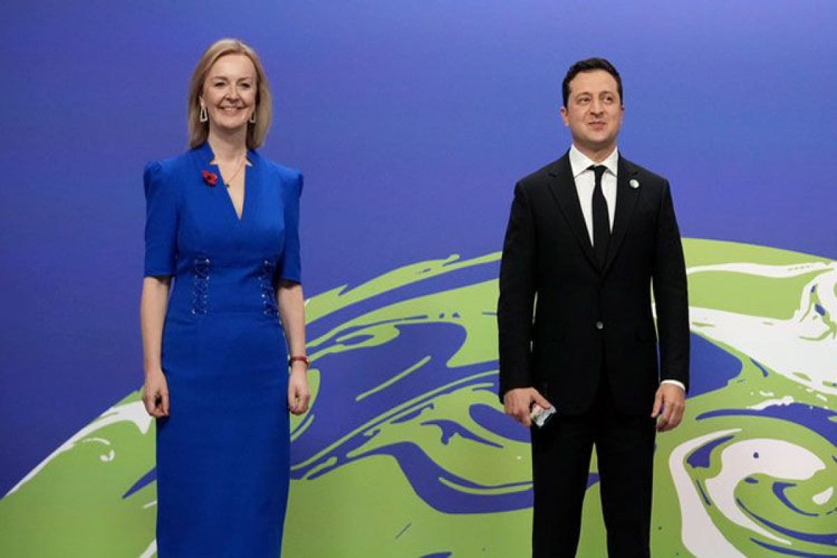 Liz Truss, Britain’s prime minister and Volodymyr Zelensky, Ukrainian President