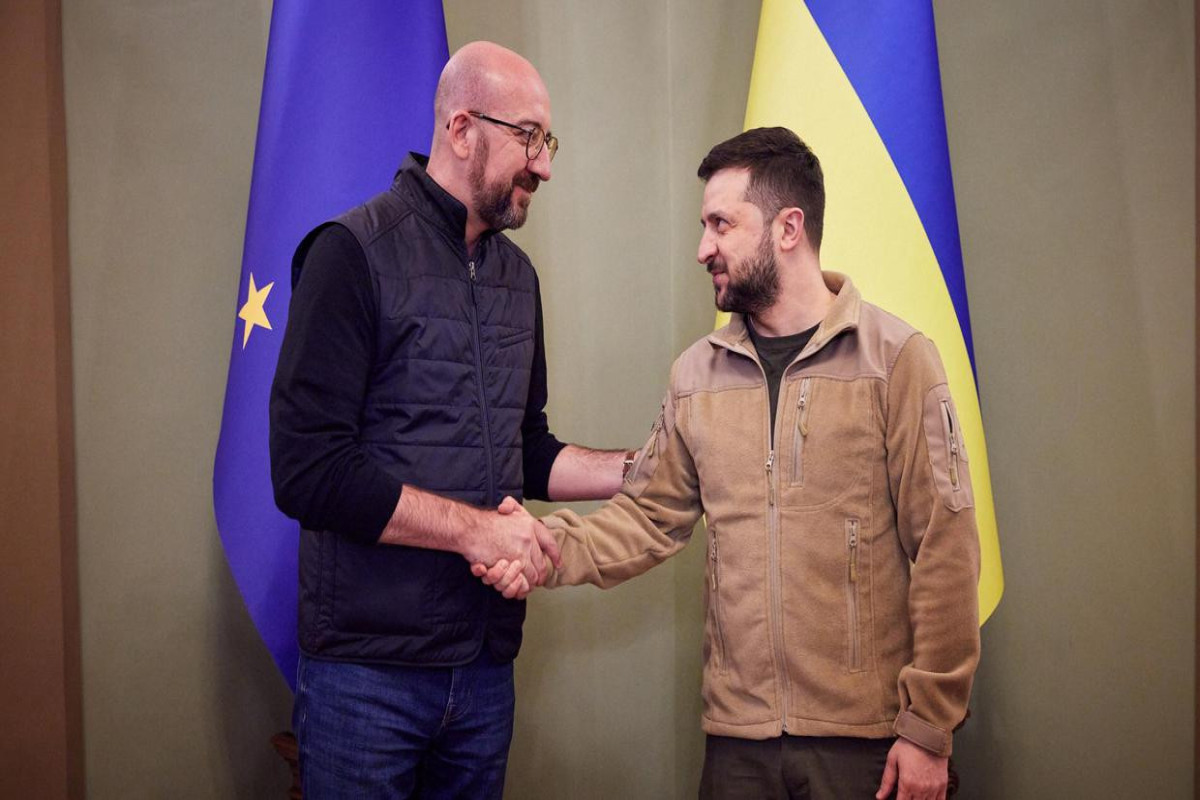 Charles Michel, European Council president and Volodymyr Zelensky, Ukrainian President