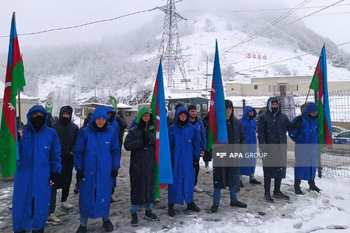 Peaceful protest of Azerbaijani eco-activists on Lachin–Khankandi road has been going on for 111 days-PHOTO 