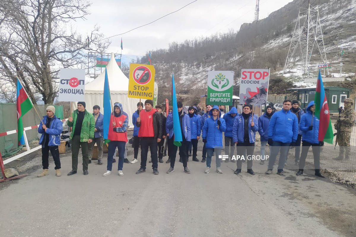 Peaceful protest of Azerbaijani eco-activists on Lachin–Khankandi road enters 112th day-PHOTO 