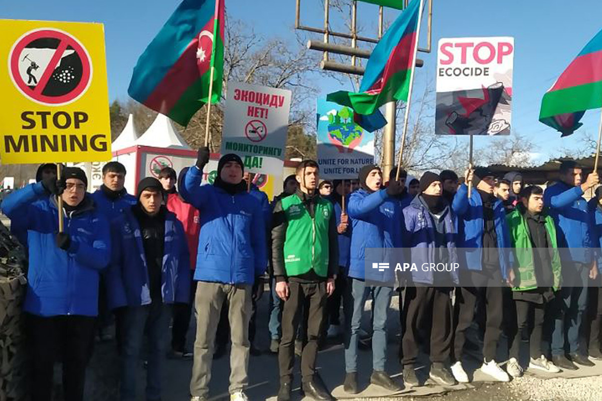 Peaceful protest of Azerbaijani eco-activists on Lachin–Khankandi road enters 113th day-PHOTO 